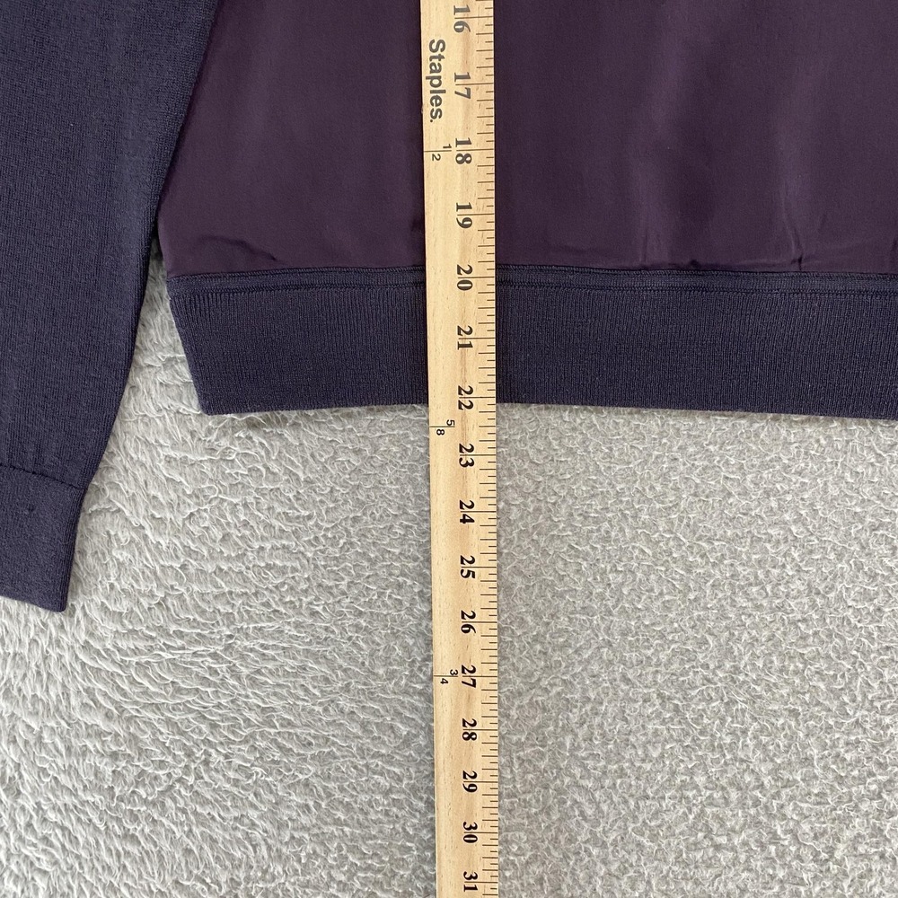 Theory Project Sweater Womens Small Purple Silk Front Merino Wool Knit Crewneck - Picture 4 of 12